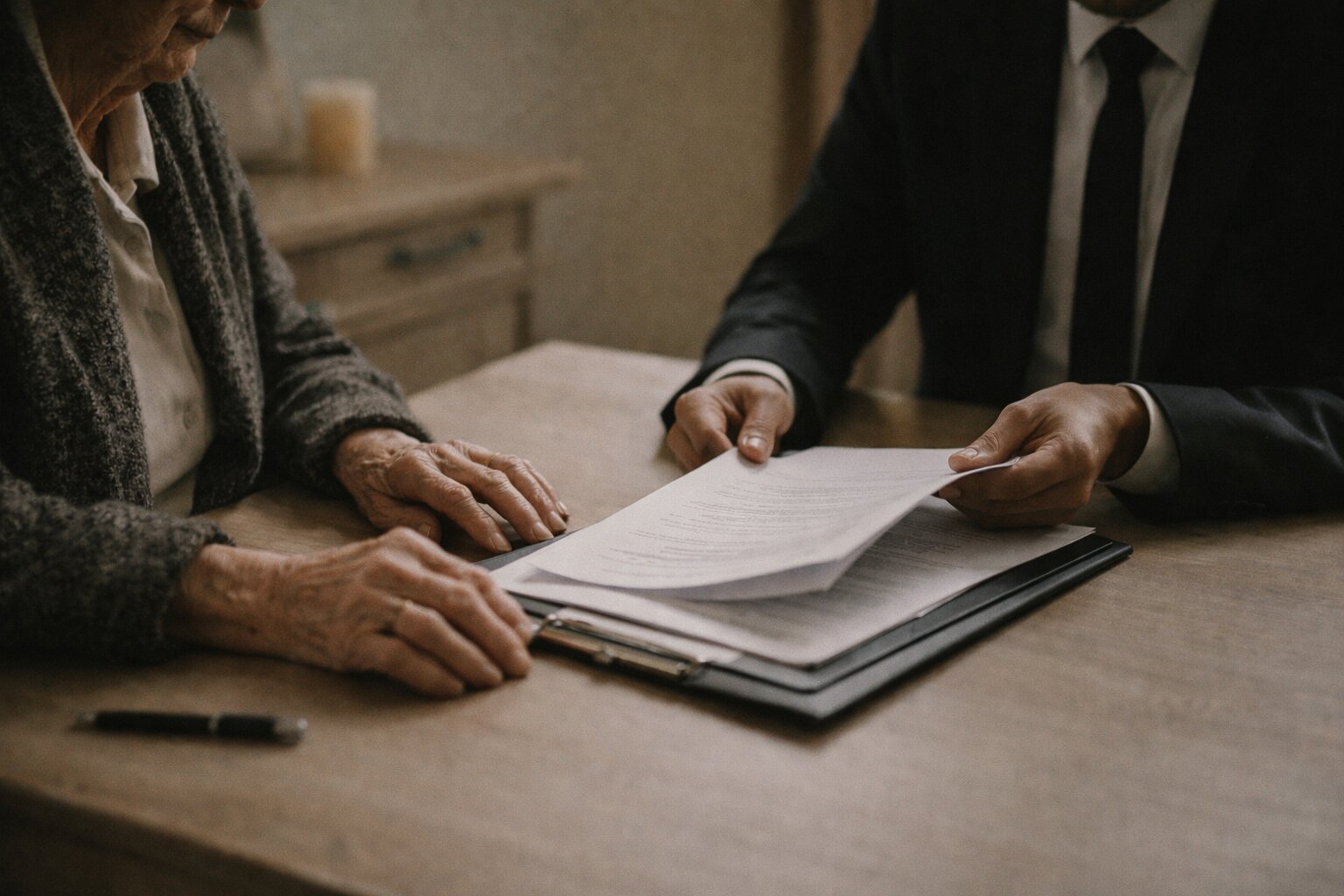 Casal sénior a planear o futuro com serenidade